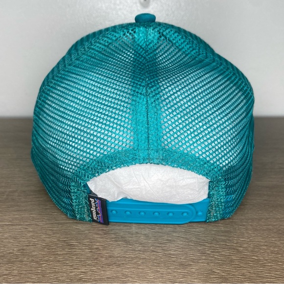 Patagonia Fitz Roy Trout Logo Trucker Hat Mens Snapback Mesh Cap Teal Adjustable - Picture 6 of 16